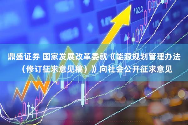 鼎盛证券 国家发展改革委就《能源规划管理办法 （修订征求意见稿）》向社会公开征求意见